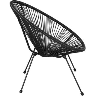 2 sillas de jardín diseño retro, estilo acapulco 70.5x69x78 cm negro