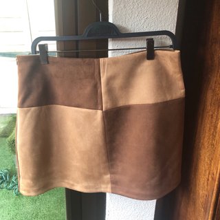 Falda bicolor beige y marrón