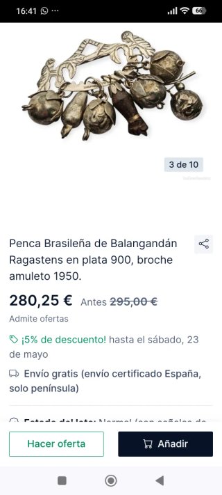Amuleto antico Penca Balangandán