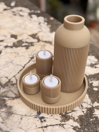 Set Decorativo Stampato in 3D con Candele LED