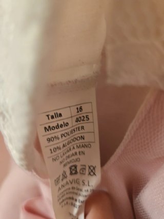 Vestido elegante niña blanco y rosa