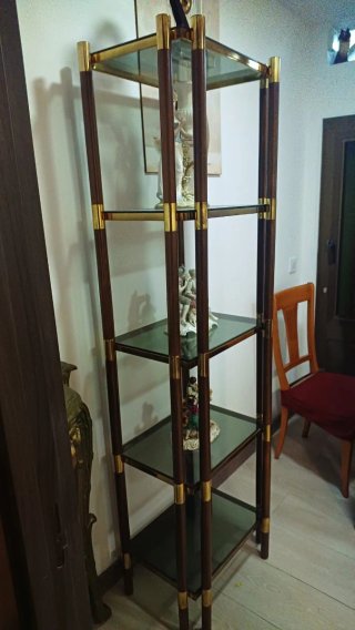 Estantería Diseño Años 70 Madera y Cristal