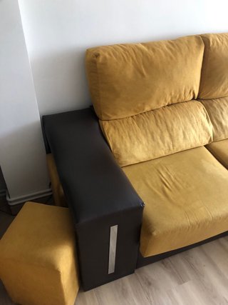 Sofá 4 plazas tela y terciopelo