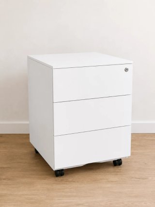 Cajonera de oficina blanca con ruedas