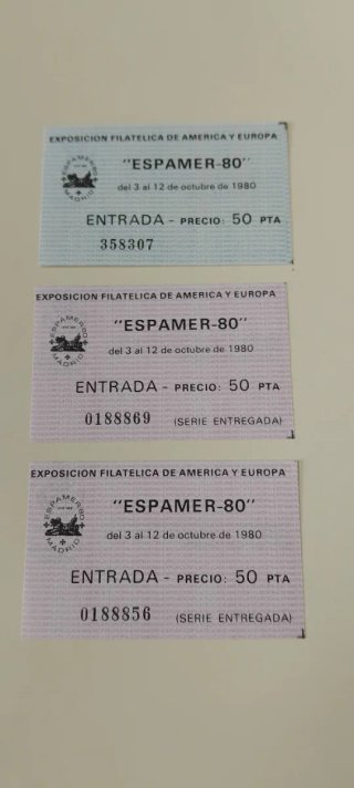 Lote Entradas y Sellos ESPAMER 80 Madrid 1980