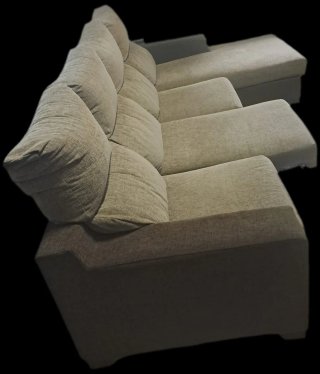 Sofá chaise longue beige/marrón
