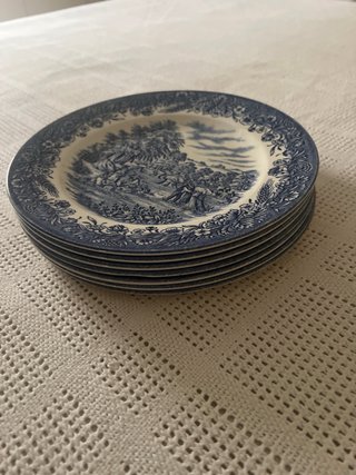3 Platos inglés azul y blanco,,