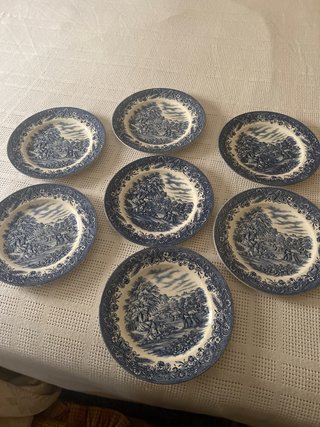 3 Platos inglés azul y blanco,,