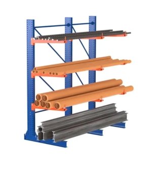 Soporte metálico naranja.