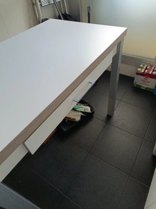 Mesa extensible cocina madera y metal