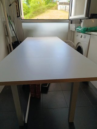 Mesa extensible cocina madera y metal