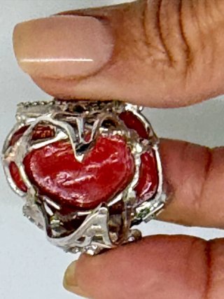 Anello vintage pietra rossa regolabile