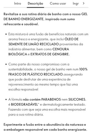 Gel de Banho Energizante Oriflame 250ml
