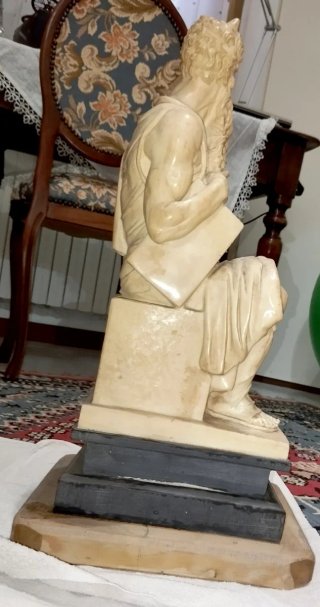 Scultura vintage in marmo del Mosè di Michelangelo
