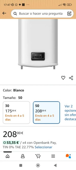 Termo de agua caliente Negarra de 50 L