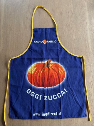 Grembiule con zucca e logo Conto Arancio