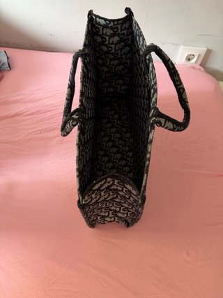 Bolso Tote Christian Dior Bordado Gris/Negro