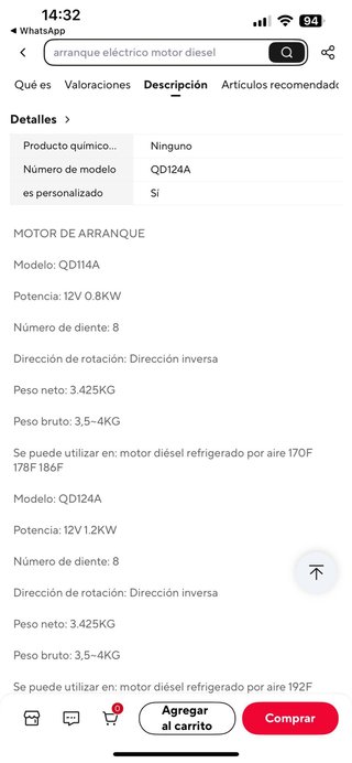 Lote repuestos generador: Motor arranque y filtro