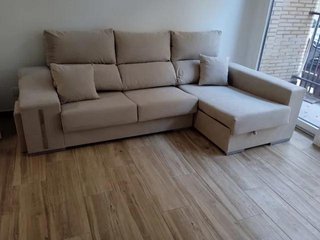 Sofa beige nuevo chaise longue
