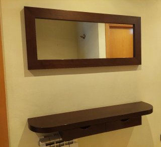 Consola y espejo recibidor madera