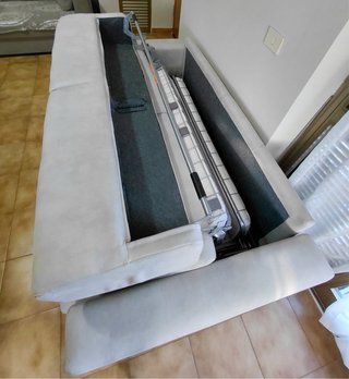 Divano letto 196x98cm tessuto grigio/beige