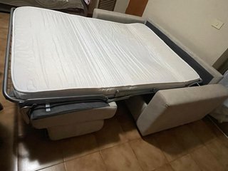 Divano letto 196x98cm tessuto grigio/beige