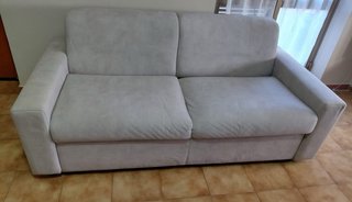 Divano letto 196x98cm tessuto grigio/beige