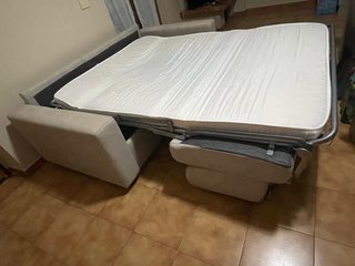 Divano letto 196x98cm tessuto grigio/beige