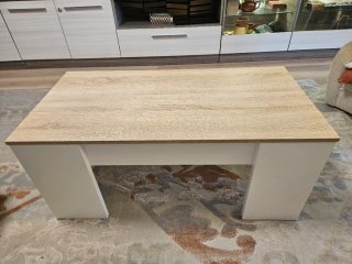 Mesa de centro Moderna. elevable blanco roble.