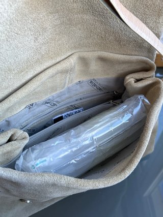 Bolso bandolera Nha piel ante y piel serpiente
