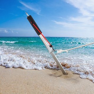 Polo de Anclaje de Arena, Ancla Deslizante de Acero Carbono Galvanizado de 36" para Playa, Ancla de Punta de Playa Auto-Martillo para Pequeño Barco, Jetski, Pontón, Kayak, con Bolsa de Almacenamie...