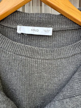 Jersey Mango Gris Cremallera Cuello Alto
