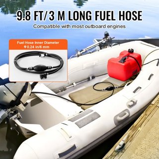 Tanque de Combustible para Barco, Tanque de Transferencia Marítimo de 3.17 Galones/12 L, Tanque de Transferencia con Manguera de 9.8 pies, Medidor para Motor Fuera de Borda, Yate, Barco de Pesca, ...