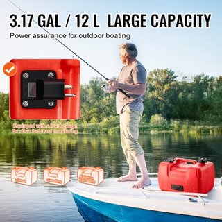 Tanque de Combustible para Barco, Tanque de Transferencia Marítimo de 3.17 Galones/12 L, Tanque de Transferencia con Manguera de 9.8 pies, Medidor para Motor Fuera de Borda, Yate, Barco de Pesca, ...