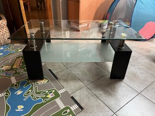 Mesa de centro cristal y madera