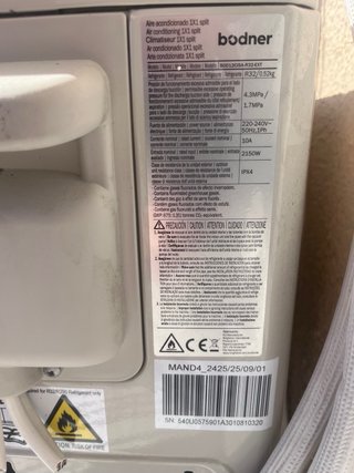 Aire Acondicionado Bodner 3500 Frigorías con bomba