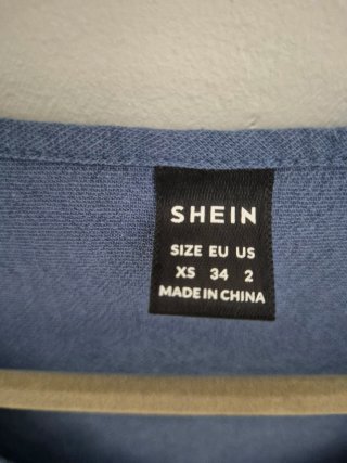 Top Peplum Azul SHEIN - 100% Algodón - Talla XS 34