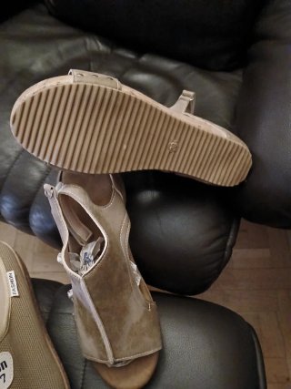 Sandalias cuña y zueco verano beige/marrón T.39