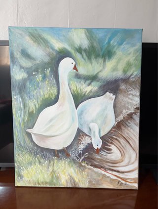 Cuadro de patos en acrílico