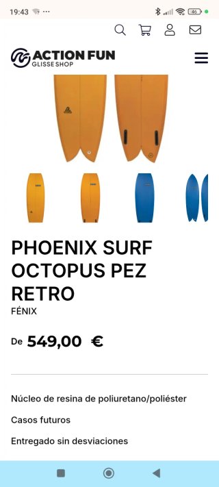 Tabla de surf Phoenix modelo: Optocus