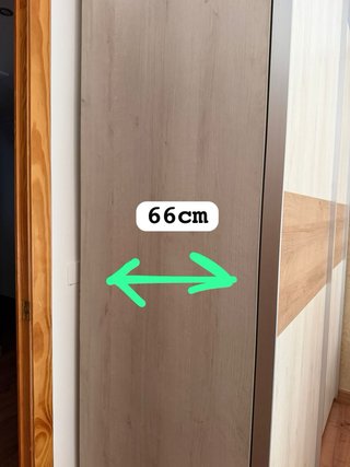 Armario 2 puertas correderas beige y madera