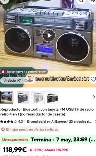 Radio Cassette TF A-30 Plata/Negro con garantía