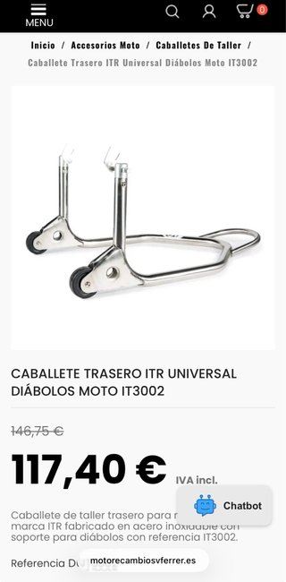 Caballete moto ITR