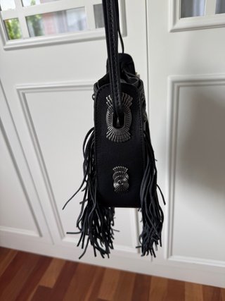 Bolso Zara Piel Flecos Negro Zara  Con etiqueta