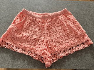 Shorts de crochet rosa talla única