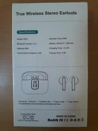 Auriculares Inalámbricos negro M75 Bluetooth 5.3