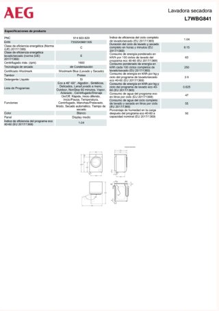 Lavadora Secadora AEG 7000 Series Kombi