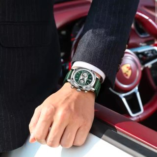 Reloj Poedagar Verde y Plateado para Hombre