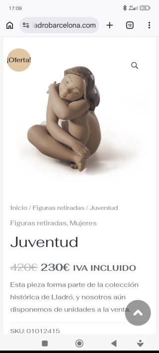 Escultura numerada "juventud" de gres, Lladro.
