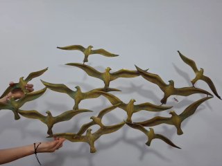 Decoración de pared pájaros metal dorado